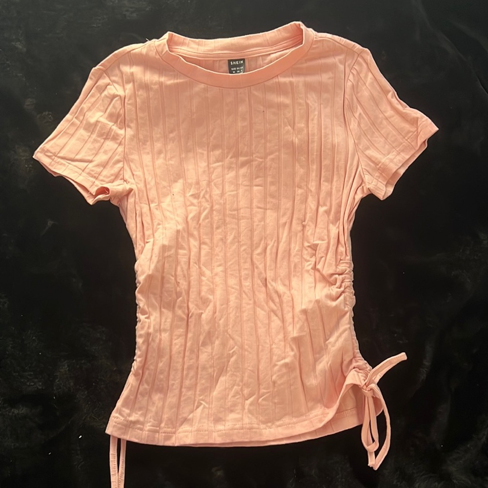 Pink scrunched tie top